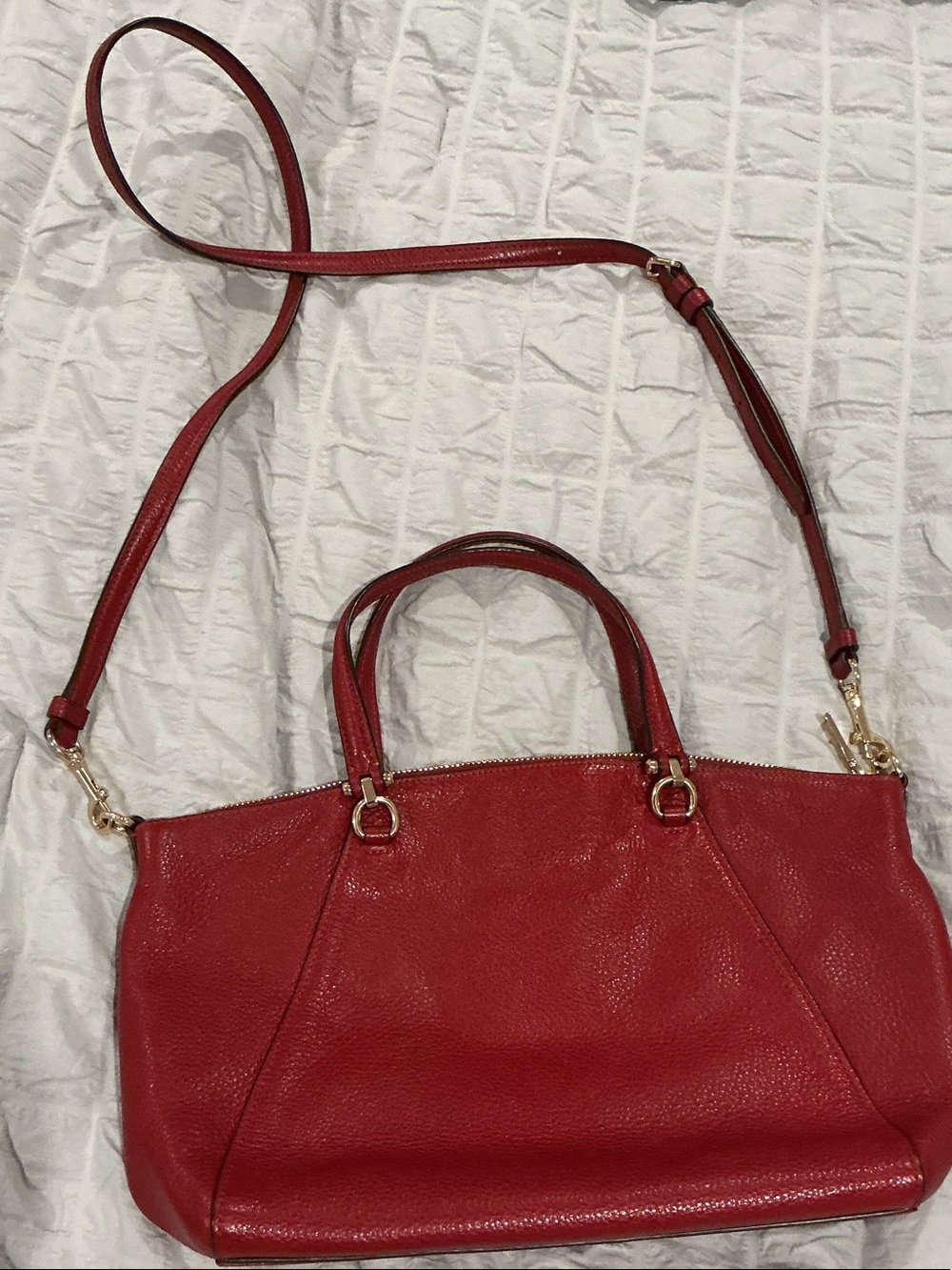 Coach Red Leather Satchel with Gold Hardware - Picture 2 of 3